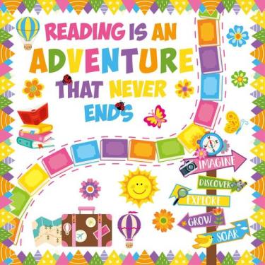 Imagem de Conjunto de quadros de avisos Honoson Reading is an Adventure 55 unida