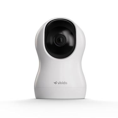 Imagem de Câmera Inteligente Interna 360° Velds, Wi Fi, 2K, Rastreamento de Movimento, Detecção de Corpo Humano, Visão Noturna, Áudio Bidirecional, Armazenamento Local até 256GB, Branco