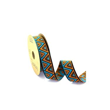 Imagem de Acabamento de fita jacquard fina marrom e vermelha – 10 jardas x 0,98 polegadas – Fitas decorativas para artesanato, costura, embrulho de presente, enfeite de vestido, decoração de fantasia