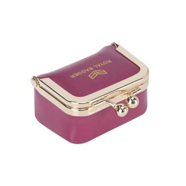Imagem de Tamanho pequeno, porta-moedas retrô de couro legítimo Royal Bagger Mini Kiss Lock – Caixa de joias feminina para brincos, anéis e mais 3894, rosa, Casual