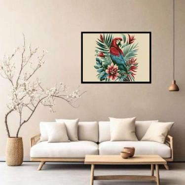 Imagem de Quadro Decorativo Arara Flores - 50x70cm - Quadros On-line, Moldura Pr