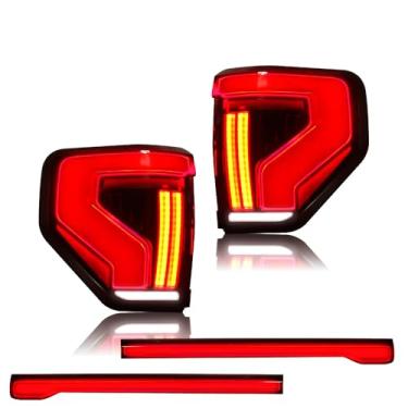 Imagem de INTERSGROUPAL Compatível com o conjunto de lanterna traseira Ford F150 2009-2014, lanterna traseira de LED com lâmpada penetrante, luz de sequencia de giro inicial