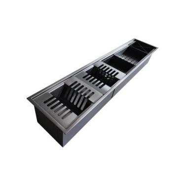Imagem de Calha Úmida Gourmet Escorredor Cozinha 86X19 Aço Inox Preta - Reno
