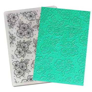 Imagem de Arbuya Pastas de plástico em relevo de flores para fazer cartões, moldura de concha marinha, pasta de gravação em relevo para scrapbooking, papel, artesanato, decoração de casa