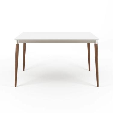Imagem de Mesa De Jantar Retangular Com Tampo De Vidro Abbey Off White 135cm