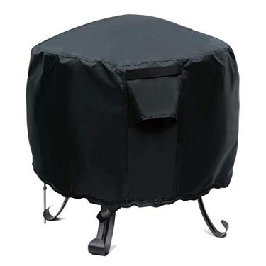 Imagem de Sakeye Capa para lareira redonda de 55,8 cm, capa de lareira para pátio externa antiUV resistente a gás Firepit com saída de ar e alça (redondo, 1,redonda - 55,8 cm P x 40,6 cm A)