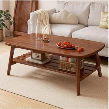 Imagem de Mesa De Centro Da Sala De Visitas, Tabela De Centro De Bambu Com Armazenamento Aberto, Prateleira Destacável, Para A Sala De Visitas, Apartamento, Conjunto Fácil, Log Color, 80x50x45cm