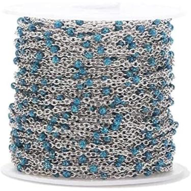 Imagem de 2mm De Largura 2 M De Aço Inoxidável Esmalte Link Cabo Correntes Para Colar Diy Jóias Fazendo Descobertas, Sparkle Blue