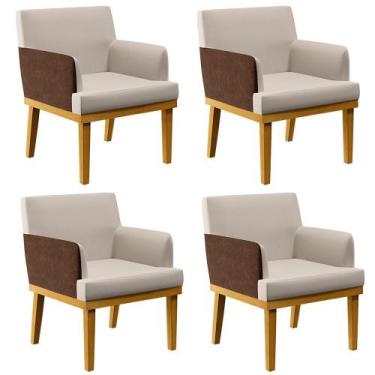 Imagem de Kit 4 Poltronas Decorativas Para Sala De Estar Beatriz W01 Linho Cru m