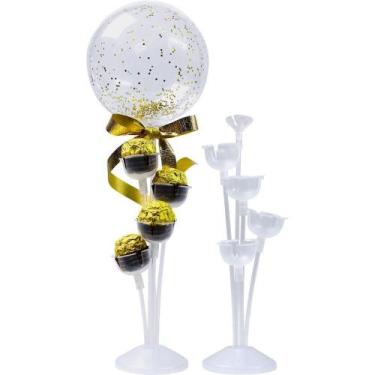 Imagem de Suporte para Balão KIT Arranjo com 5 Hastes 24CM com Copos Tulipa - KL