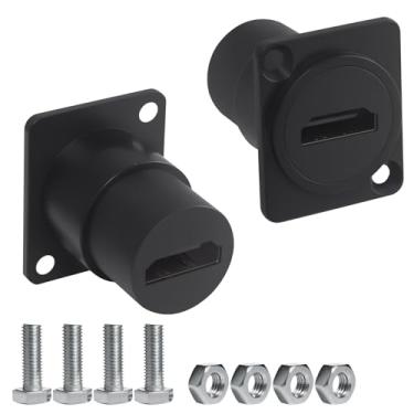 Imagem de Duttek Conector HDMI fêmea para painel fêmea, acoplador de passagem 18Gbps 4K HDR para equipamento AV e Home Theater, marinho, design à prova d'água com parafuso fixado, pacote com 2