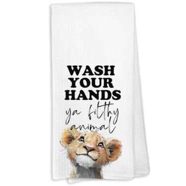 Imagem de KTYHD Toalhas de banheiro de leão para crianças, toalha de prato de animais para lavar suas mãos, toalhas de mão decorativas de animais infantis, decoração de berçário para crianças, meninas, meninos