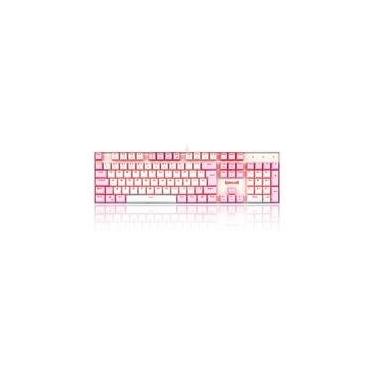 Imagem de Teclado Mecânico Gamer Redragon Single Color Mitra, Switch Blue, ABNT2, Branco e Rosa - K551WP (PT-BLUE)
