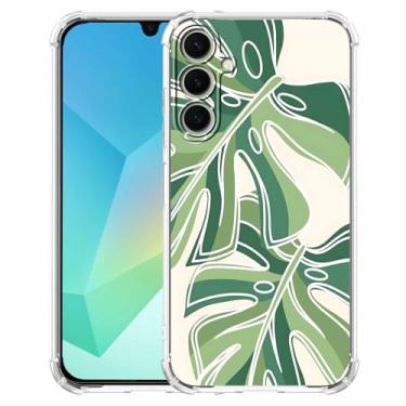 Imagem de AOSSXIN Capa Monstera Leaves para Samsung Galaxy A16, padrão de arte de linha de planta minimalista, capa de telefone de TPU macio na moda, A16