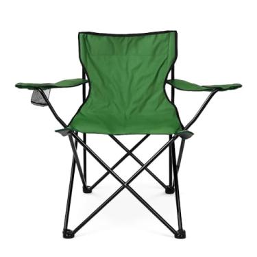 Imagem de Cadeira Dobrável para Camping e Pesca, 80 cm Altura, Suporta 120 kg, com Mochila e Porta Copos, Verde