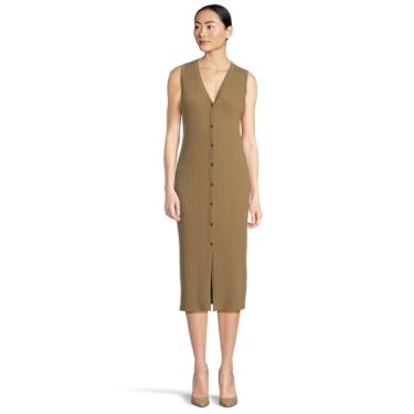 Imagem de Vince Vestido feminino canelado, Tapenade, M