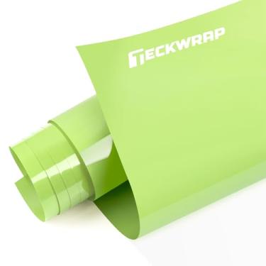 Imagem de TECKWRAP Vinil verde-limão, ferro verde em vinil - 30,5 cm x 1,8 m verde-limão transferência de calor HTV para camiseta, aparência de vestuário