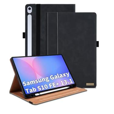 Imagem de TIPOYOROOS Capa para Samsung Galaxy Tab S10 FE Plus 13,1 polegadas 2025 (SM-X620/SM-X626B) Capa inteligente de visualização multiângulo com bolso, couro PU executivo com compartimento para cartão