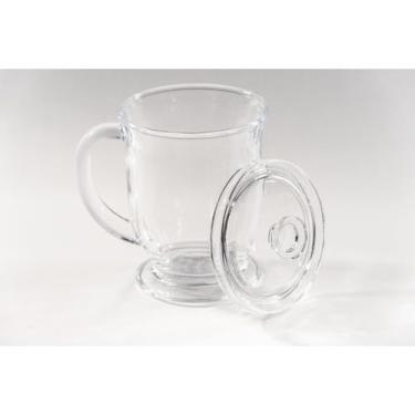 Imagem de Kit 4 Canecas de Vidro com Tampa para Chá, 440ml, Transparente, 14,5cm de Altura
