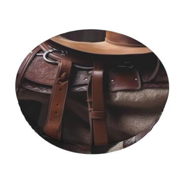 Imagem de Selim de cavalo com chapéu de caubói selvagem, capa redonda de 35,5 cm, capa protetora de almofada de veludo macio de alta elasticidade, lavável, capa de banco de bar, antiderrapante, de substituição
