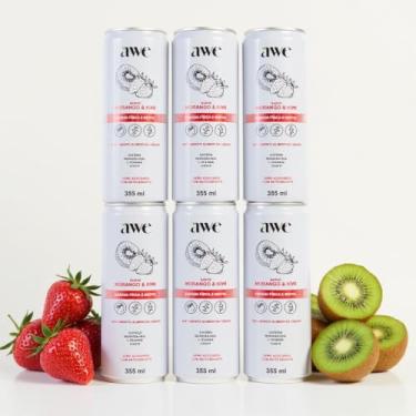 Imagem de Bebida Energética Funcional AWE Energy Sabor Morango e Kiwi – Pack com 6 Latas de 355ml – Boost de Energia com Sabor Frutado para Foco, Concentração e Disposição Diária - Livre de Calorias, Açucar e Glúten!