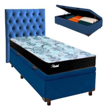 Imagem de Conjunto Cama Box Bau Blindado Solteiro + Colchão Molas Ensacadas Life