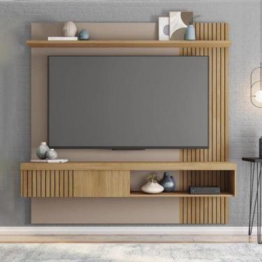Imagem de Painel TV 65 Pol 180cm Bancada Suspensa Ripado Luana Fendi/Buriti C01 