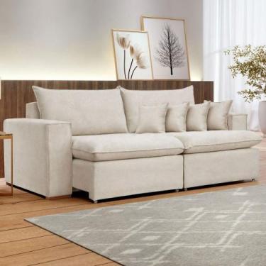 Imagem de Sofá 2 Lugares Barcelona Retrátil Linho/Cru - Celflex Colchoes, Bege