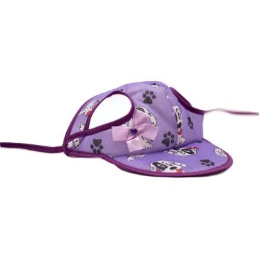 Imagem de Boné para Cachorro viseira  roxo com lacinho lilás tamanho G