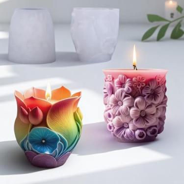 Imagem de Conjunto de 2 peças de moldes de silicone para plantadores de concreto, resina epóxi, moldes redondos de jarra, molde de tigela de resina para fundição faça você mesmo, caixas de armazenamento de