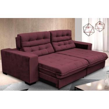 Imagem de Sofá Retrátil e Reclinável 2,30m Suede New California Vinho - Sofá Cas
