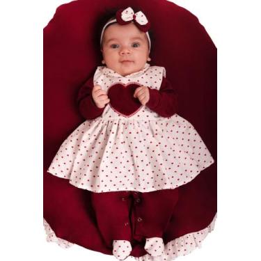 Imagem de Saída Maternidade Menina Love 4 Peças Coraçãozinho Roupas de Bebê - Jo