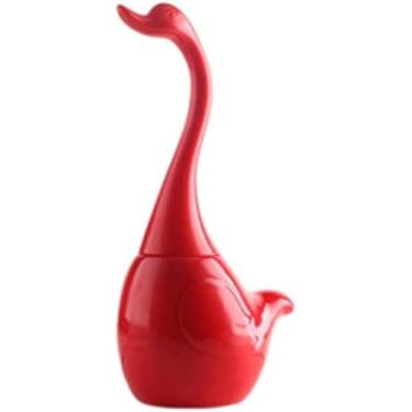 Imagem de Escova De Vaso Sanitário, Forma Criativa, Vaso Sanitário Do Banheiro, Alça De Plástico, Base De Cerâmica, Red