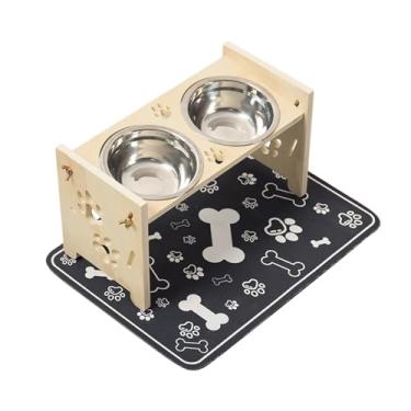 Imagem de MFMEXUL Comedouros Elevados para Gatos, Comedouros E Bebedouros Leves para Gatinhos, Tigelas Antiderrapantes para Gatos Que Vivem em Ambientes Internos, Cor de Madeira