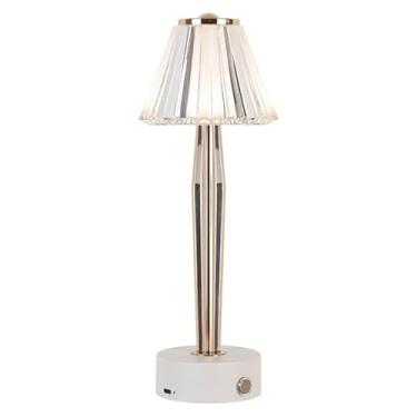 Imagem de Luminária de Cristal LED Recarregável｜Lâmpada de Cabeceira Decorativa｜Toque 3 Níveis de Luz｜USB｜Mesa e Quarto