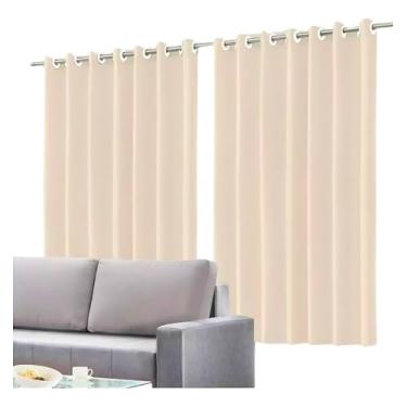 Imagem de Cortina Com Blackout Quarto C/Voil 100% Pvc 280x180cm Ilhós (Bege)