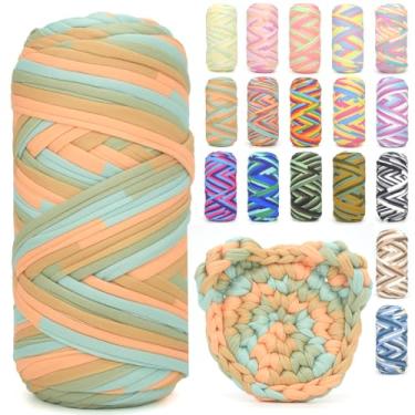 Imagem de Camiseta para crochê, camiseta arco-íris, tecido elástico grosso, fio de crochê para iniciantes, bolsa de tricô à mão, cesta/porta-copos / artesanato faça você mesmo/decoração de casa 200G verde