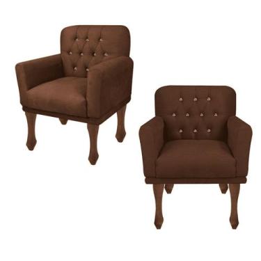 Imagem de Kit 02 Poltrona Decorativa Com Pés Retrô Safira - In-9 Decor