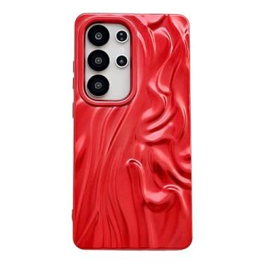 Imagem de Caseative Capa para Samsung Galaxy S23 Ultra, capa de telefone macia com padrão ondulado de água plissada (vermelha, S23 Ultra)