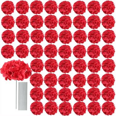 Imagem de AVIVIHO 65 peças de flores falsas, hortênsias vermelhas, flores artificiais, hortênsias falsas, flores de seda com hastes para festas, ambientes internos ou externos, decorações de arranjos florais