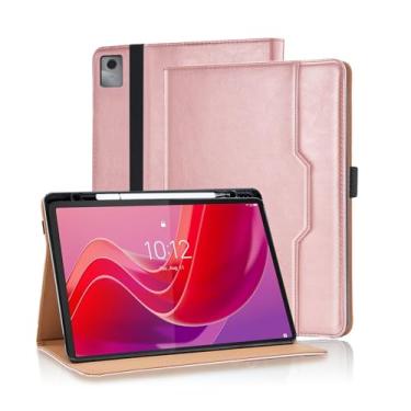 Imagem de Varohix Capa para Lenovo Tab M11 11 polegadas 2024 capa (modelo: TB330FU) suporte de visualização multiângulo com alça de mão capa M11, ouro rosa
