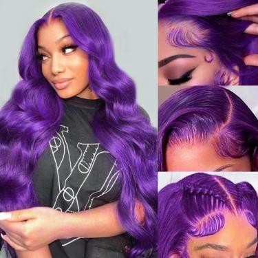 Imagem de Peruca GAIWAC Purple 5x5 Body Wave Lace Front, cabelo humano de 24 pol