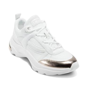 Imagem de DKNY Tênis esportivo feminino Juna Everyday com cadarço e plataforma, Branco/champanhe, 41