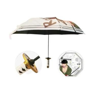 Imagem de Guarda-chuva Dobrável De Katana De Roronoa Zoro Com Bloqueio UV Preto,
