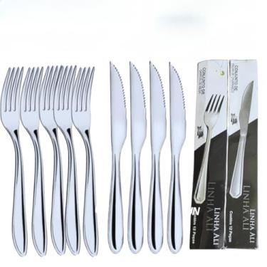 Imagem de Kit Conjunto 192 Talheres Aço Inox 96 Garfos e 96 Facas Reforçados para Restaurante Buffet Variáveis (96 GARFOS +96 FACAS HM)