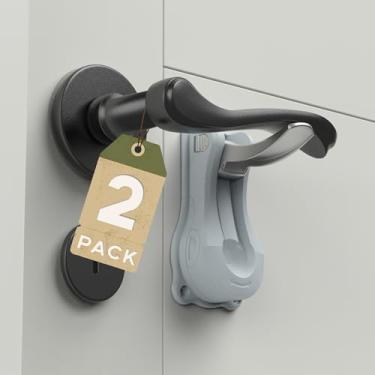 Imagem de Maçaneta de porta à prova de bebê, trava de segurança à prova de crianças, trava de segurança para maçanetas de porta, operação com uma mão, instalação simples, sem perfuração, trava de maçaneta de
