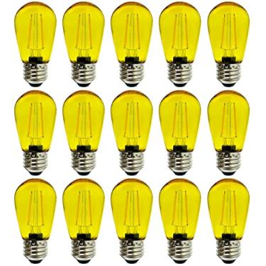 Imagem de Minsily Pacote com 15 lâmpadas LED amarelas S14 2W S14 para ambientes externos lâmpadas de substituição LED à prova de estilhaçamento lâmpadas de substituição de 110 V lâmpadas Edison base E26 para