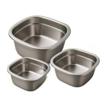 Imagem de Kit 3 Un Inox Luxo Bowl Profissional Camada Tigela Dupla Bacia Saladeira Tigela 14, 18, 22 cm