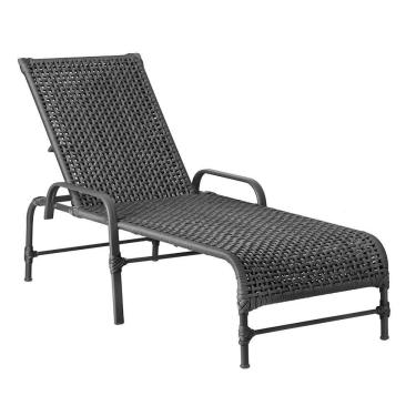Imagem de Espreguiçadeira Catar Corda Náutica Jardim Piscina Alumínio Preto