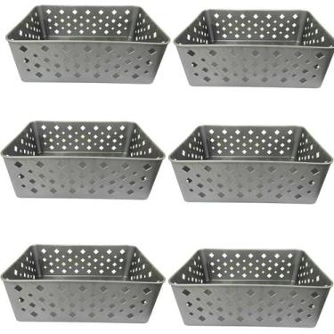 Imagem de Kit 6 Cesto Multiuso Organizador Premium Cinza 123Organizei - 123 Orga